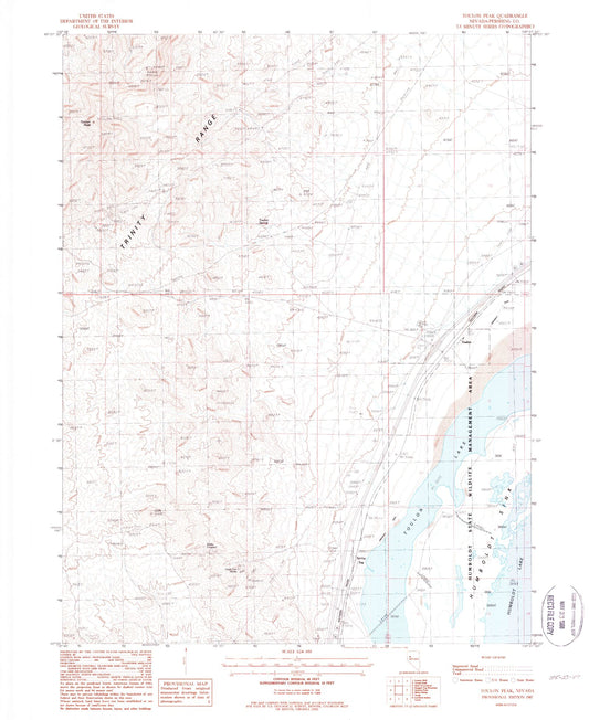 Classic USGS Toulon Peak Nevada 7.5'x7.5' Topo Map Image