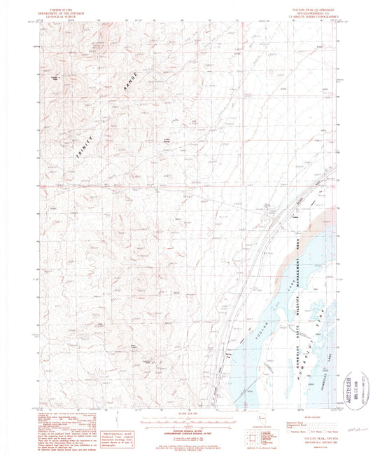 Classic USGS Toulon Peak Nevada 7.5'x7.5' Topo Map Image