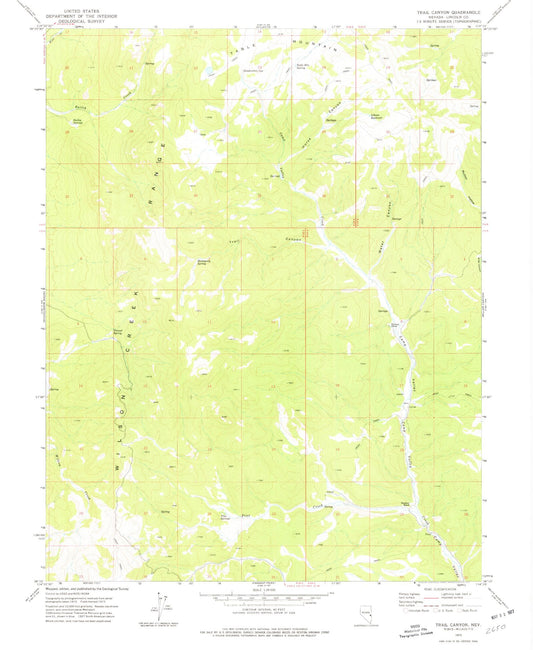 Classic USGS Trail Canyon Nevada 7.5'x7.5' Topo Map Image