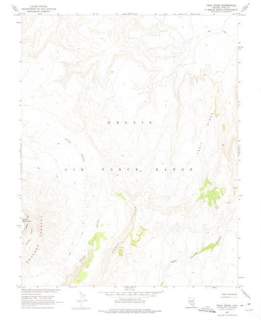 Classic USGS Trail Ridge Nevada 7.5'x7.5' Topo Map Image