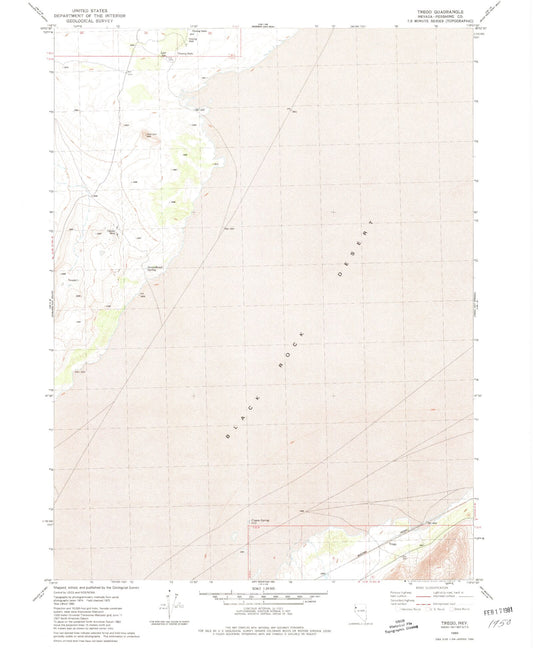 Classic USGS Trego Nevada 7.5'x7.5' Topo Map Image