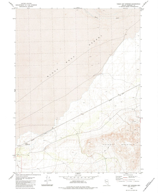 Classic USGS Trego Hot Springs Nevada 7.5'x7.5' Topo Map Image