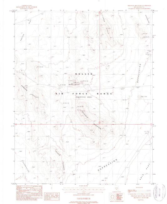 Classic USGS Triangle Mountain Nevada 7.5'x7.5' Topo Map Image