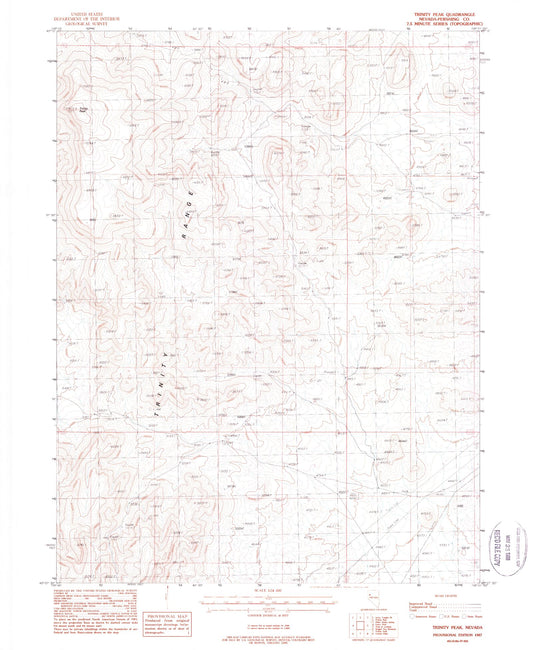 Classic USGS Trinity Peak Nevada 7.5'x7.5' Topo Map Image