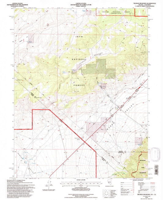Classic USGS Truman Meadows Nevada 7.5'x7.5' Topo Map Image