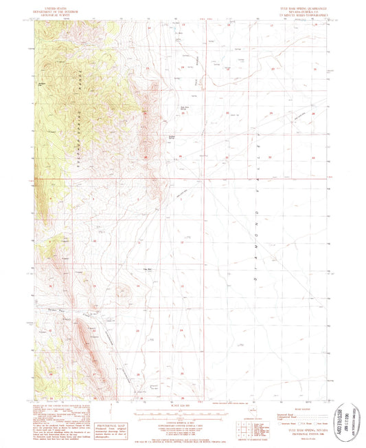 Classic USGS Tule Dam Spring Nevada 7.5'x7.5' Topo Map Image