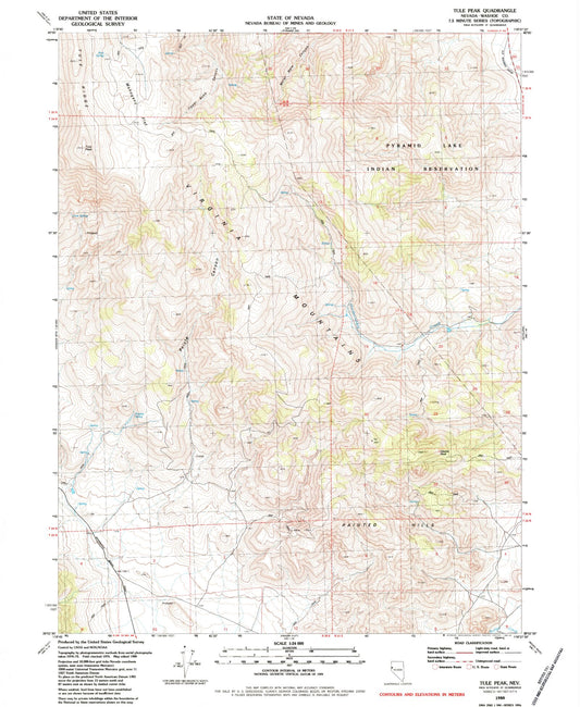 Classic USGS Tule Peak Nevada 7.5'x7.5' Topo Map Image