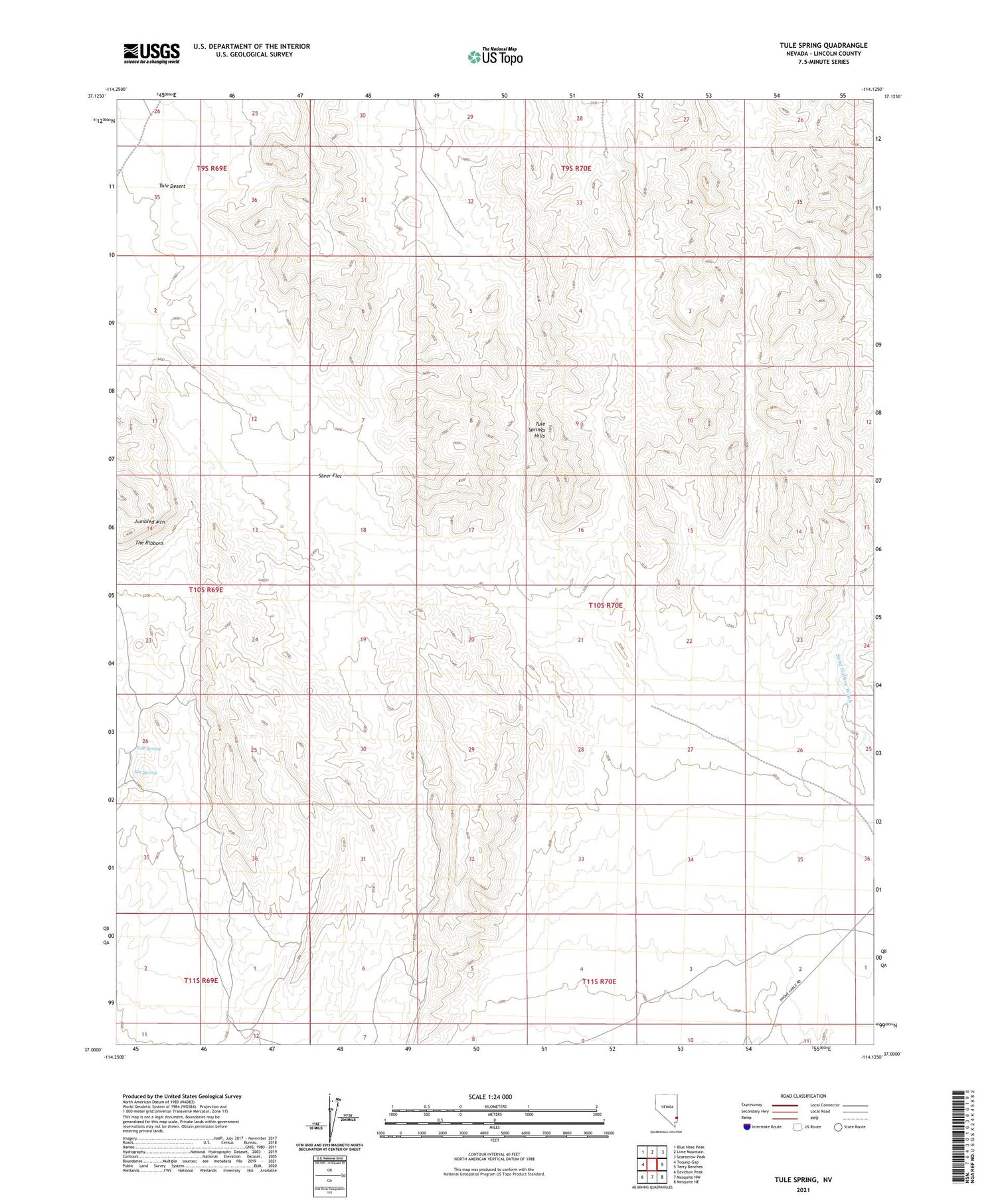 Tule Spring Nevada US Topo Map Image