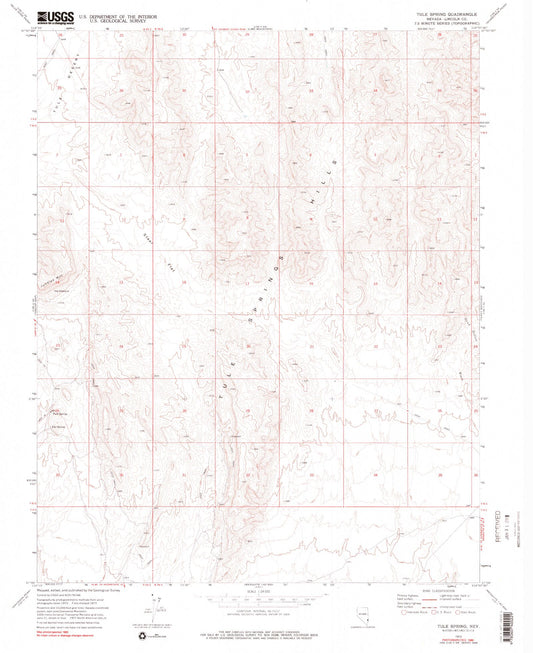 Classic USGS Tule Spring Nevada 7.5'x7.5' Topo Map Image