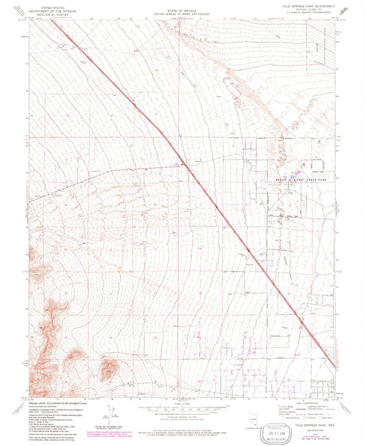 Classic USGS Tule Springs Lake Nevada 7.5'x7.5' Topo Map Image