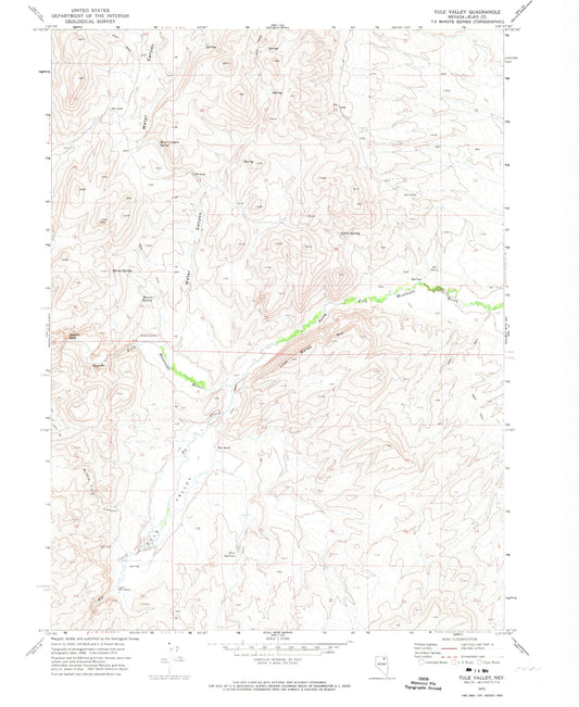 Classic USGS Tule Valley Nevada 7.5'x7.5' Topo Map Image