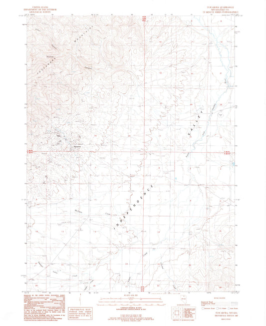 Classic USGS Tuscarora Nevada 7.5'x7.5' Topo Map Image