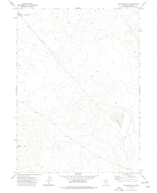Classic USGS Twelvemile Flat Nevada 7.5'x7.5' Topo Map Image