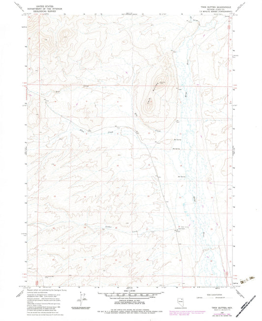 Classic USGS Twin Buttes Nevada 7.5'x7.5' Topo Map Image