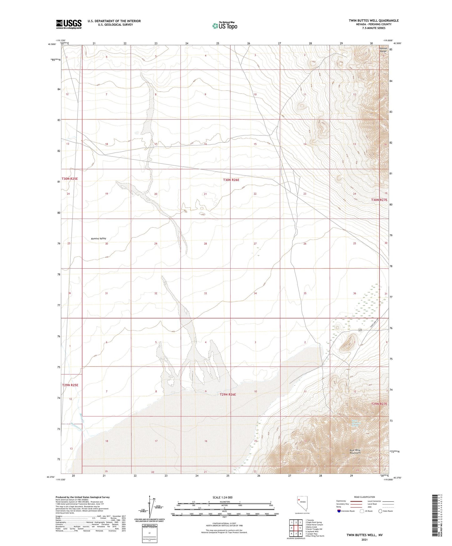 Twin Buttes Well Nevada US Topo Map Image