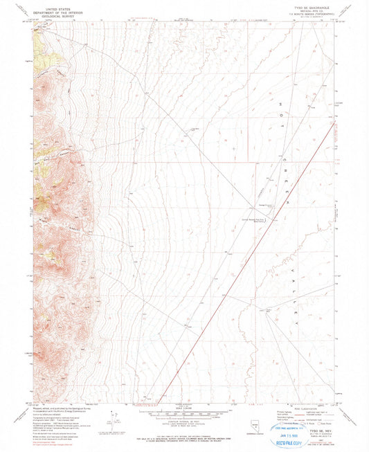 Classic USGS Tybo Well Nevada 7.5'x7.5' Topo Map Image