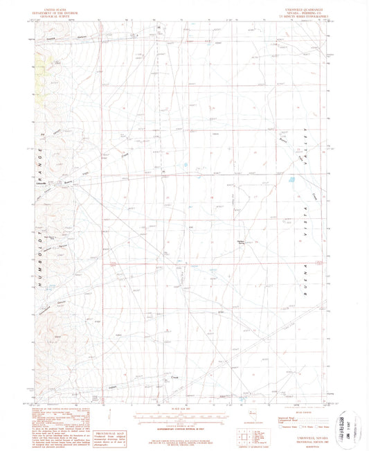 Classic USGS Unionville Nevada 7.5'x7.5' Topo Map Image