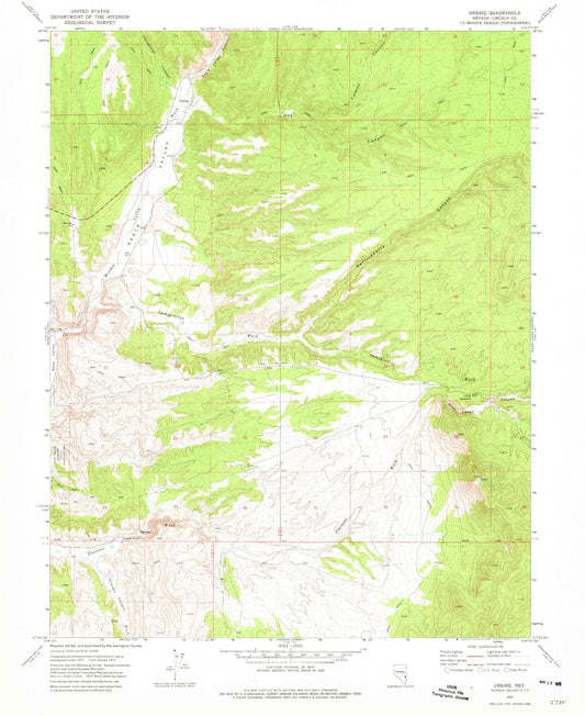 Classic USGS Ursine Nevada 7.5'x7.5' Topo Map Image