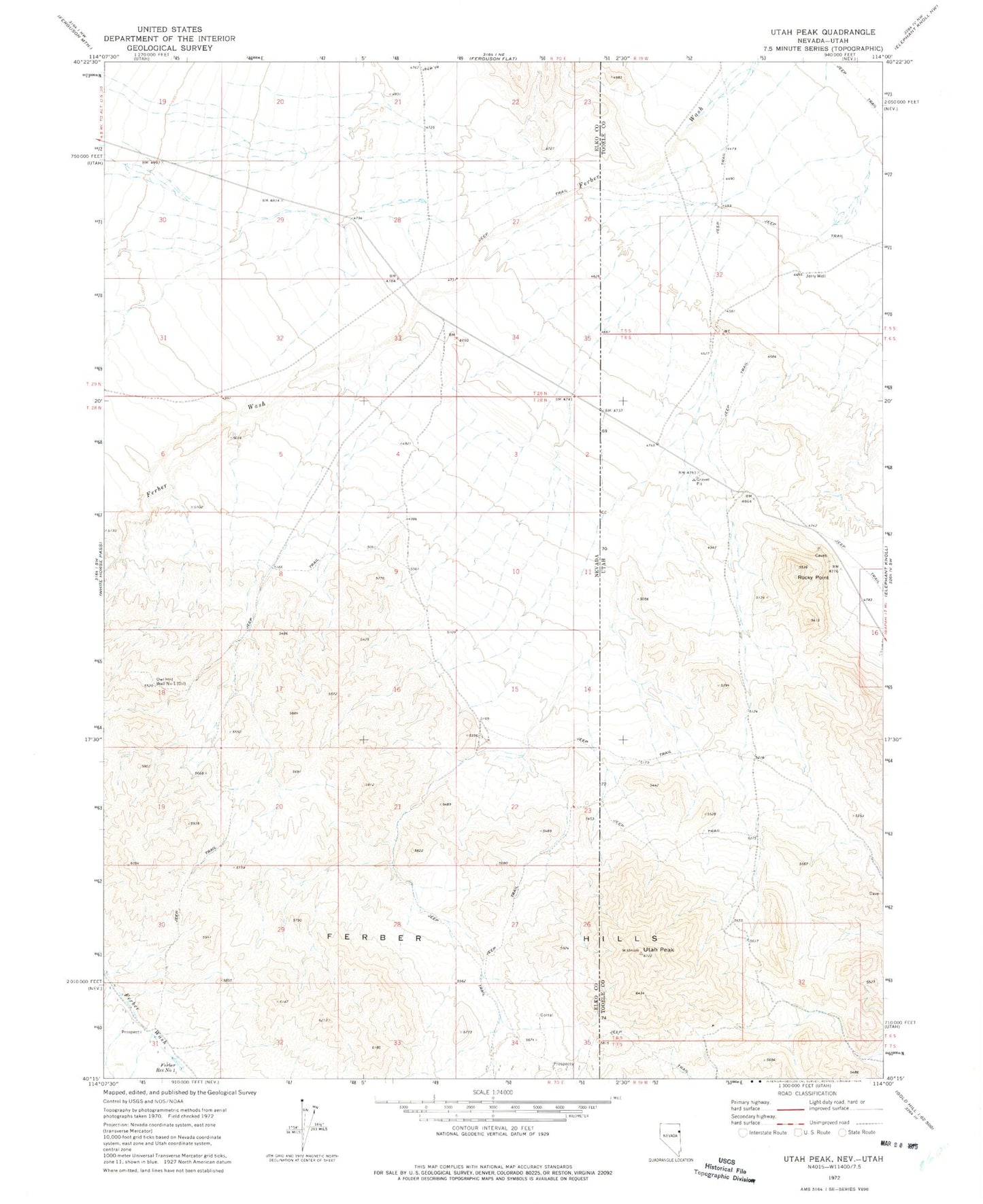Classic USGS Utah Peak Utah 7.5'x7.5' Topo Map Image