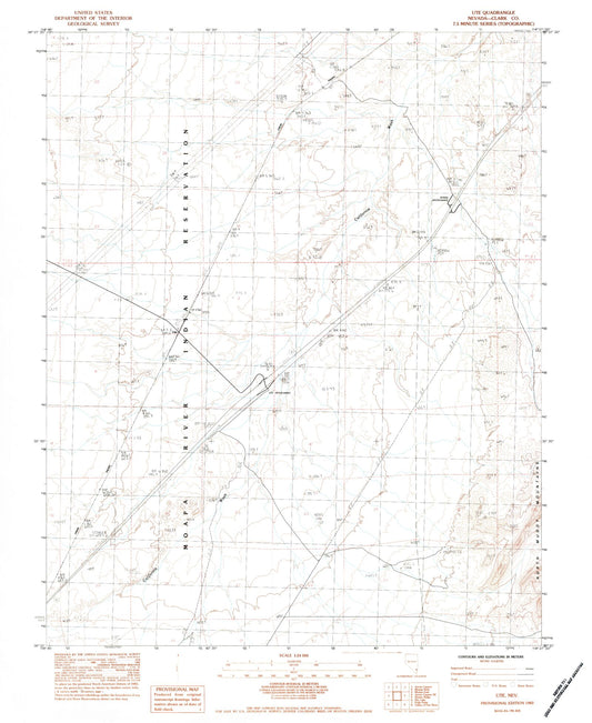 Classic USGS Ute Nevada 7.5'x7.5' Topo Map Image