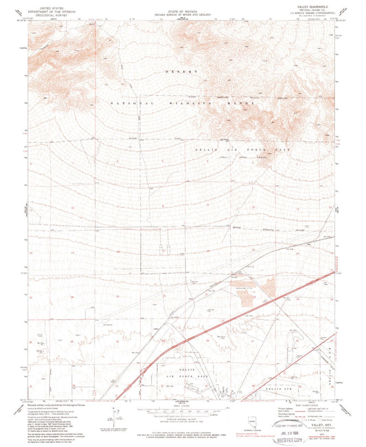 Classic USGS Valley Nevada 7.5'x7.5' Topo Map Image