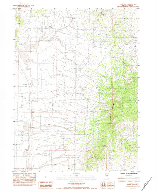 Classic USGS Valley Mountain Nevada 7.5'x7.5' Topo Map Image