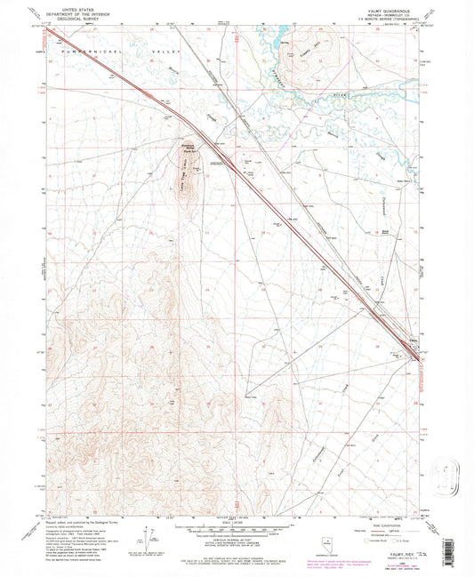Classic USGS Valmy Nevada 7.5'x7.5' Topo Map Image