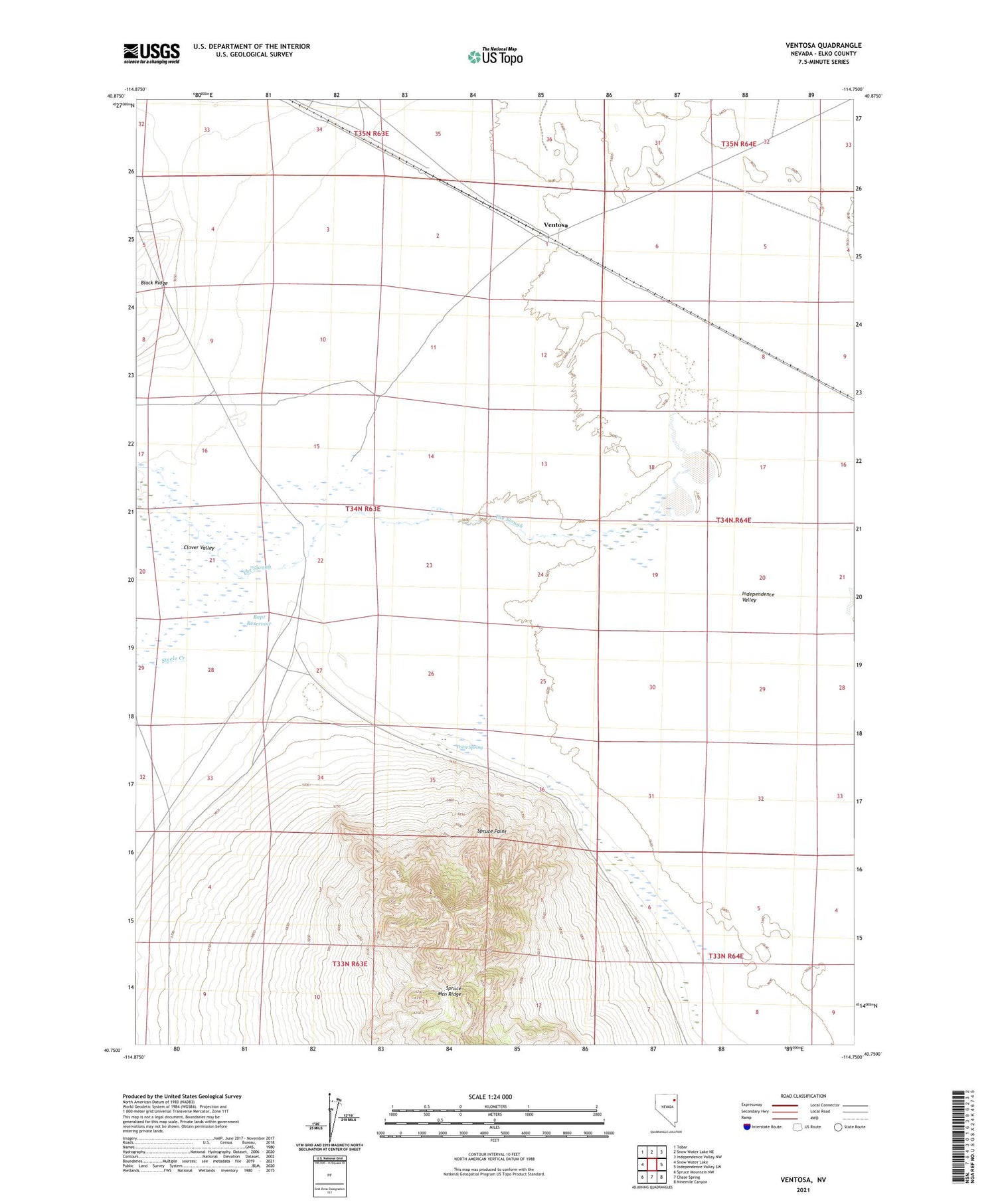 Ventosa Nevada US Topo Map Image
