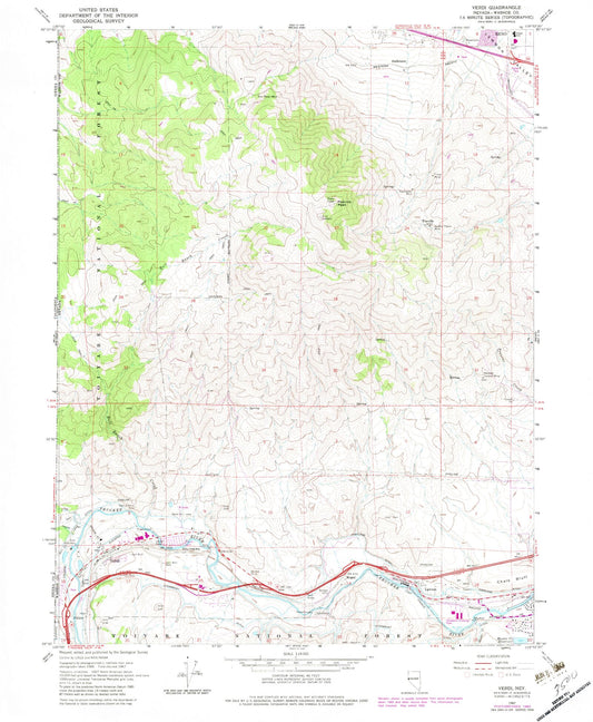 Classic USGS Verdi Nevada 7.5'x7.5' Topo Map Image