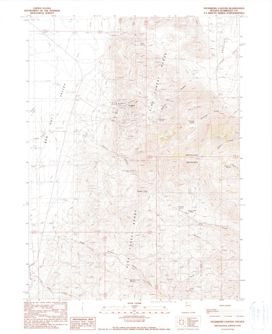 Classic USGS Vicksburg Canyon Nevada 7.5'x7.5' Topo Map Image