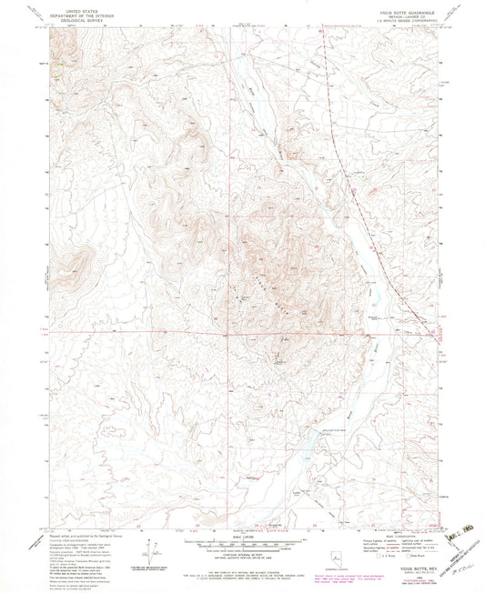 Classic USGS Vigus Butte Nevada 7.5'x7.5' Topo Map Image