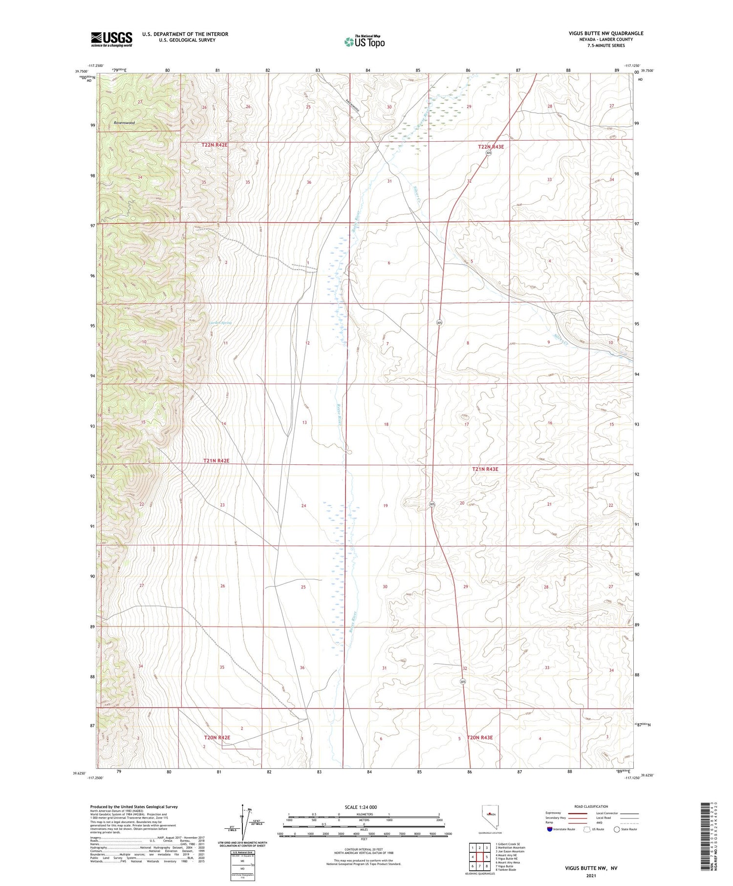 Vigus Butte NW Nevada US Topo Map Image