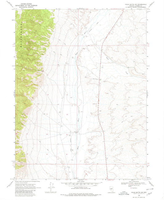 Classic USGS Vigus Butte NW Nevada 7.5'x7.5' Topo Map Image