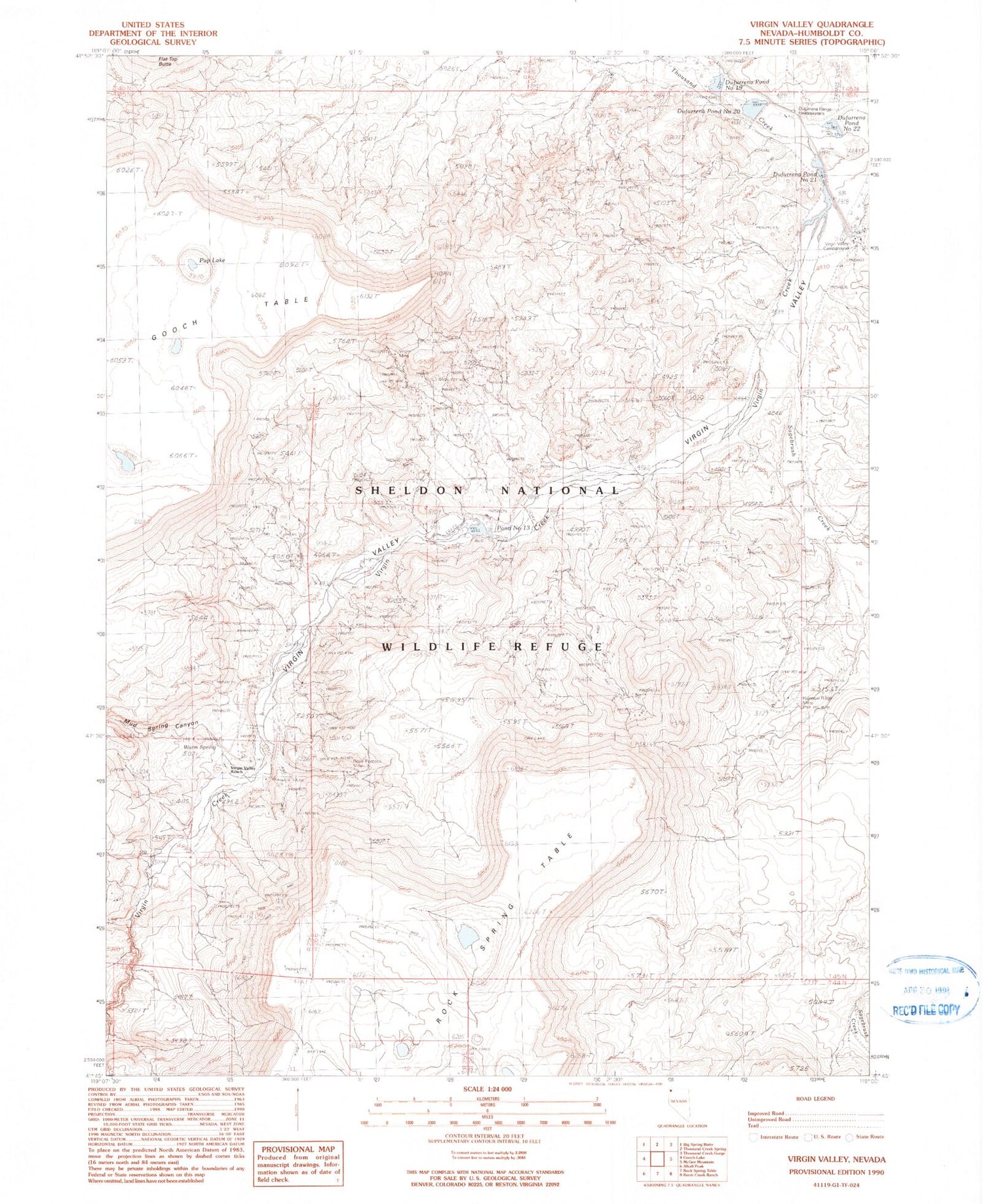 Classic USGS Virgin Valley Nevada 7.5'x7.5' Topo Map Image
