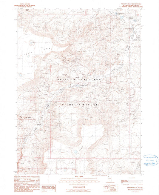 Classic USGS Virgin Valley Nevada 7.5'x7.5' Topo Map Image