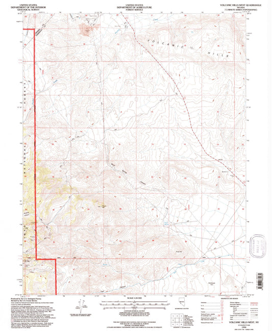 Classic USGS Volcanic Hills West Nevada 7.5'x7.5' Topo Map Image