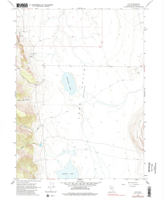 Classic USGS Vya Nevada 7.5'x7.5' Topo Map Image