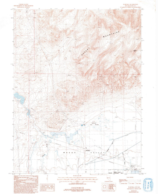 Classic USGS Wabuska Nevada 7.5'x7.5' Topo Map Image