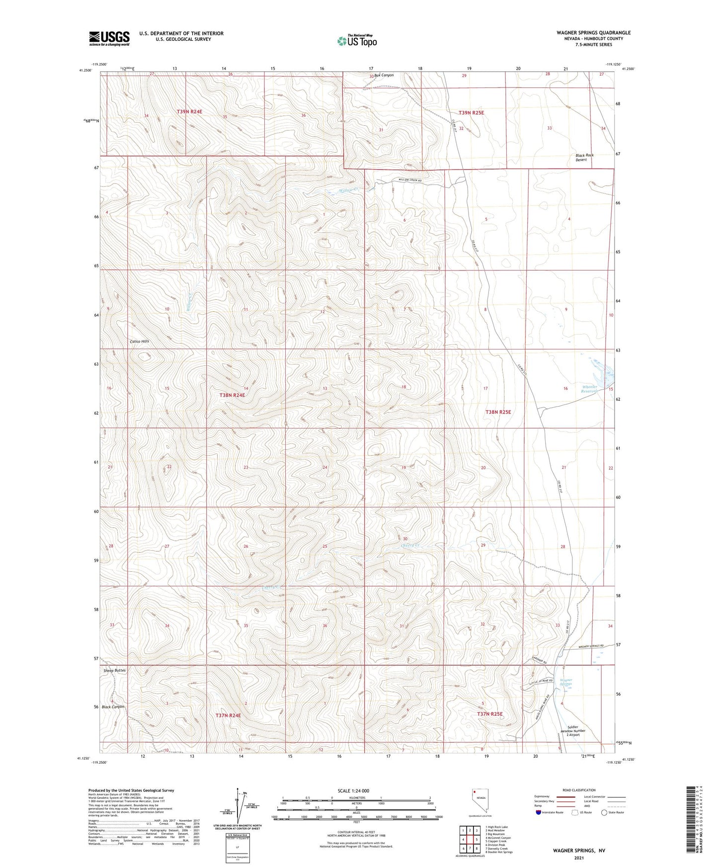 Wagner Springs Nevada US Topo Map Image