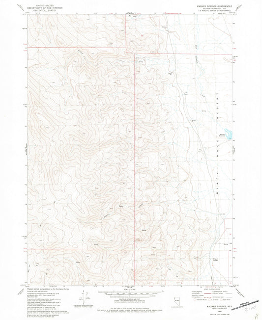 Classic USGS Wagner Springs Nevada 7.5'x7.5' Topo Map Image