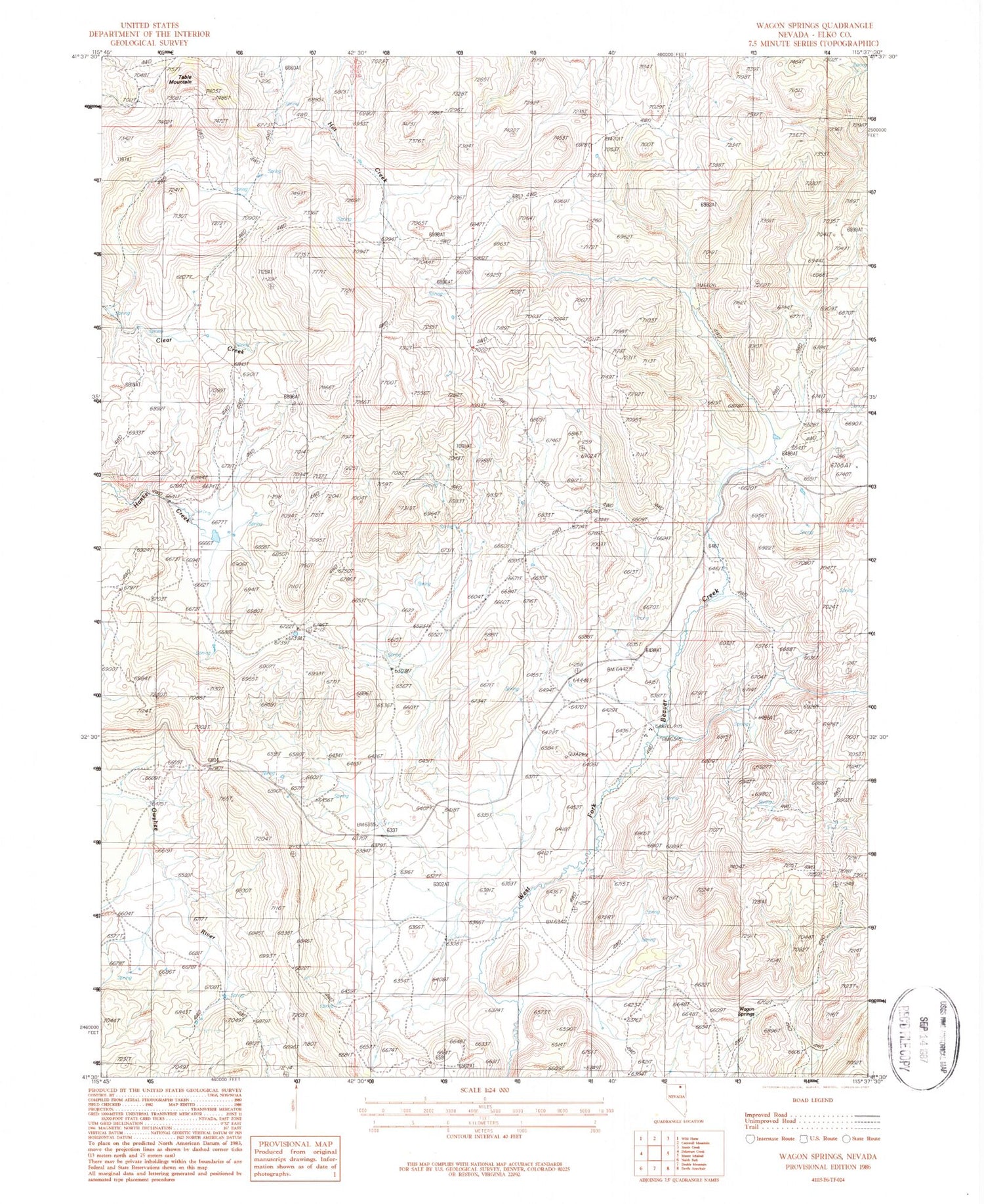 Classic USGS Wagon Springs Nevada 7.5'x7.5' Topo Map Image