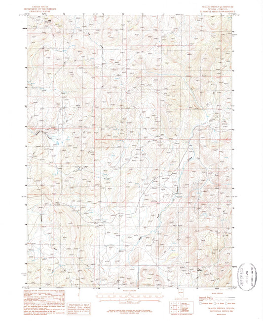 Classic USGS Wagon Springs Nevada 7.5'x7.5' Topo Map Image