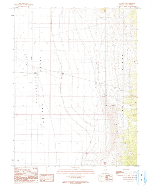 Classic USGS Waldy Pond Nevada 7.5'x7.5' Topo Map Image