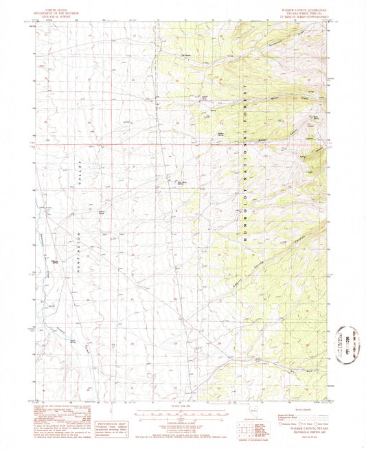 Classic USGS Walker Canyon Nevada 7.5'x7.5' Topo Map Image