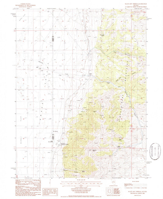 Classic USGS Walti Hot Springs Nevada 7.5'x7.5' Topo Map Image