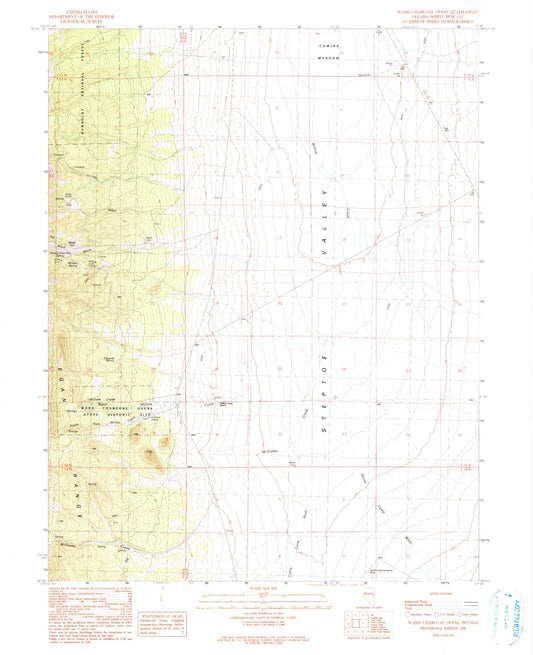 Classic USGS Ward Charcoal Ovens Nevada 7.5'x7.5' Topo Map Image