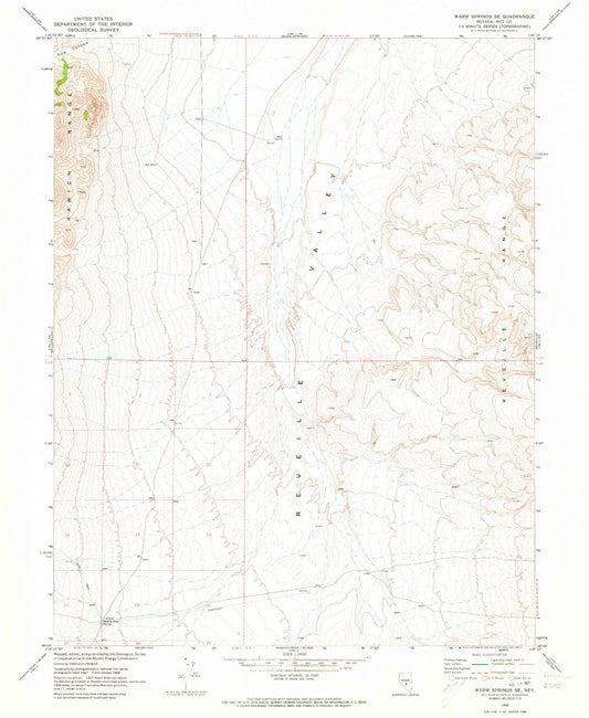 Classic USGS Warm Springs SE Nevada 7.5'x7.5' Topo Map Image