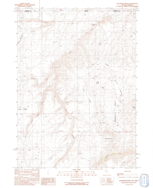 Classic USGS Washburn Basin Nevada 7.5'x7.5' Topo Map Image