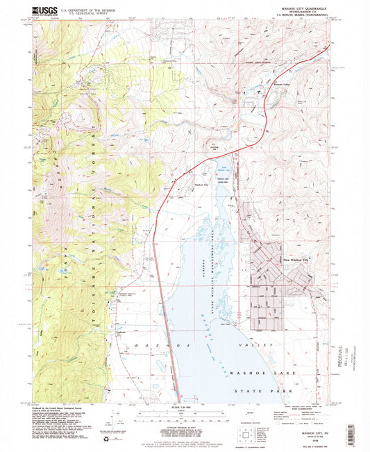 Classic USGS Washoe City Nevada 7.5'x7.5' Topo Map Image