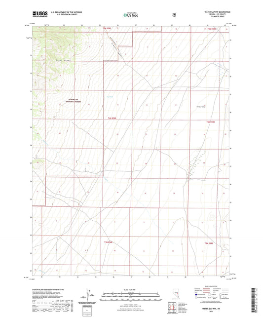 Water Gap NW Nevada US Topo Map Image